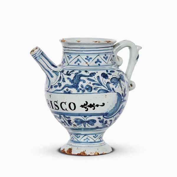 VERSATOIO, FAENZA, FINE SECOLO XVII  - Asta UNA COLLEZIONE DI VASI DA FARMACIA IN MAIOLICA - Associazione Nazionale - Case d'Asta italiane