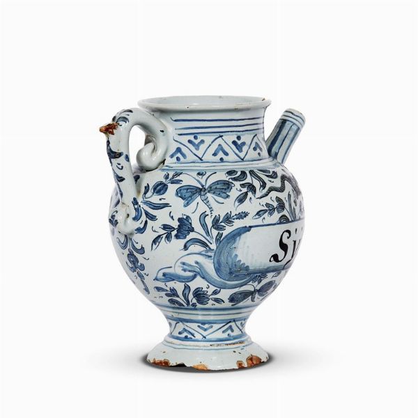 VERSATOIO, FAENZA, FINE SECOLO XVII  - Asta UNA COLLEZIONE DI VASI DA FARMACIA IN MAIOLICA - Associazione Nazionale - Case d'Asta italiane