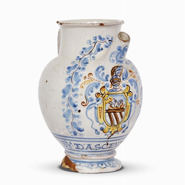 VERSATOIO, CASTELLI, FINE SECOLO XVII  - Asta UNA COLLEZIONE DI VASI DA FARMACIA IN MAIOLICA - Associazione Nazionale - Case d'Asta italiane