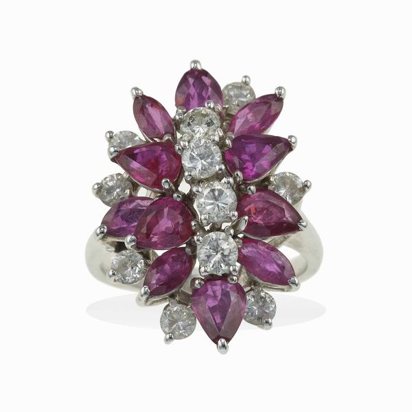 Anello con rubini e diamanti  - Asta Vintage Jewellery - Associazione Nazionale - Case d'Asta italiane