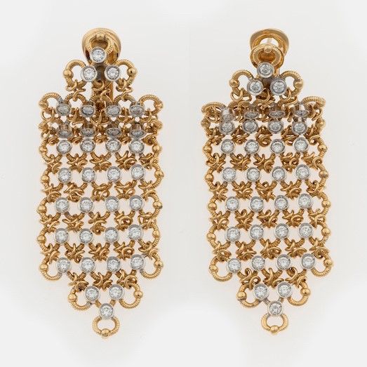 Orecchini pendenti con diamanti  - Asta Vintage Jewellery - Associazione Nazionale - Case d'Asta italiane