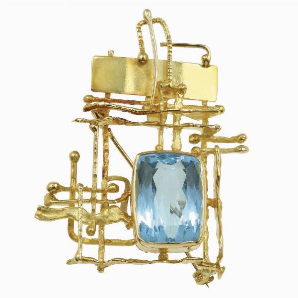 Spilla con topazio azzurro  - Asta Vintage Jewellery - Associazione Nazionale - Case d'Asta italiane