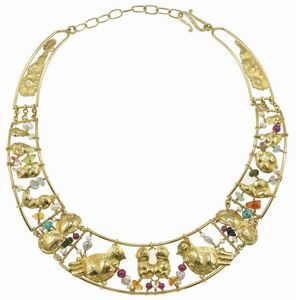 Misani. Girocollo semirigido con gem-set  - Asta Vintage Jewellery - Associazione Nazionale - Case d'Asta italiane