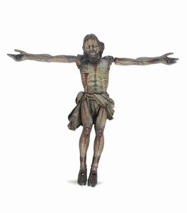 Corpus Christi in legno policromo. Arte spagnola del XVII secolo  - Asta Scultura e Oggetti d'Arte - Associazione Nazionale - Case d'Asta italiane