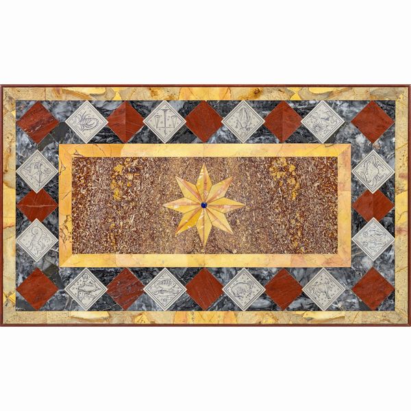 Piano rettangolare in marmi vari  - Asta Arredi, Sculture, Dipinti Antichi e del XIX Secolo - Associazione Nazionale - Case d'Asta italiane