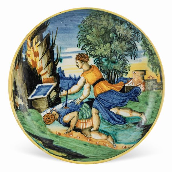 Piatto in maiolica policroma  - Asta Arredi, Sculture, Dipinti Antichi e del XIX Secolo - Associazione Nazionale - Case d'Asta italiane
