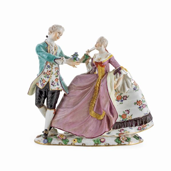 Gruppo in porcellana policroma  - Asta Arredi, Sculture, Dipinti Antichi e del XIX Secolo - Associazione Nazionale - Case d'Asta italiane