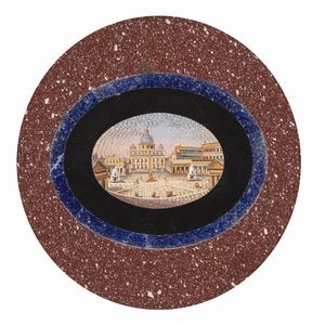 Placca circolare in micromosaico  - Asta Arredi, Sculture, Dipinti Antichi e del XIX Secolo - Associazione Nazionale - Case d'Asta italiane