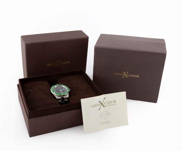 Kriss Kador - Orologio da polso cronografo da uomo automatico in acciaio con datario. Con bracciale originale in acciaio  - Asta Orologi da Polso da Tasca e da Tavolo - Associazione Nazionale - Case d'Asta italiane