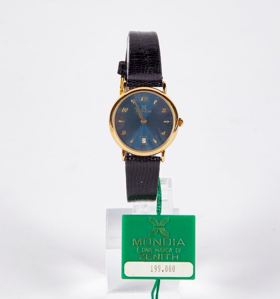 Mondia - Orologio da polso da donna al quarzo in acciaio e metallo dorato con datario ad ore 6  - Asta Orologi da Polso da Tasca e da Tavolo - Associazione Nazionale - Case d'Asta italiane