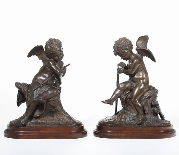 Charles Gabriel Sauvage Lemire (1741-1827) Coppia di cupido  - Asta Scultura XIX-XX secolo - Associazione Nazionale - Case d'Asta italiane