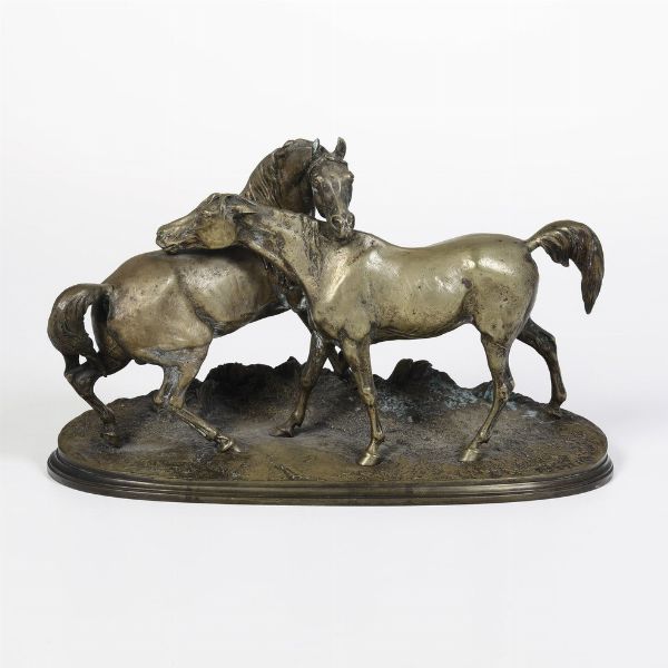 Pierre Jules Mne (1810-1879) Due cavalli  - Asta Scultura XIX-XX secolo - Associazione Nazionale - Case d'Asta italiane