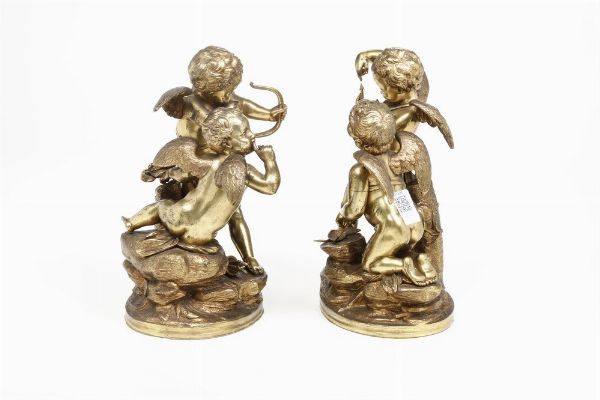 Fonditore del XIX-XX secolo Eroti che giocano  - Asta Scultura XIX-XX secolo - Associazione Nazionale - Case d'Asta italiane