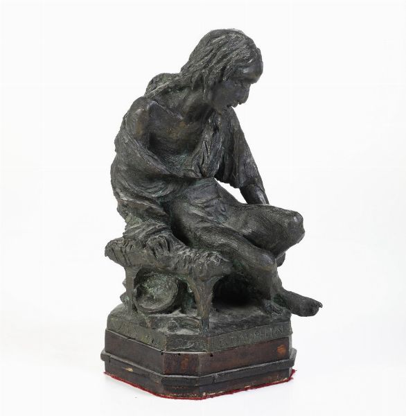 Luigi Belli (1848-1919) Figura seduta, 1918  - Asta Scultura XIX-XX secolo - Associazione Nazionale - Case d'Asta italiane