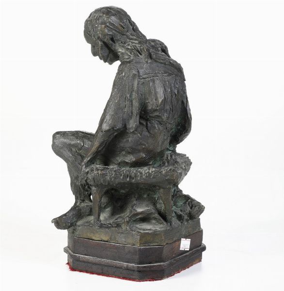 Luigi Belli (1848-1919) Figura seduta, 1918  - Asta Scultura XIX-XX secolo - Associazione Nazionale - Case d'Asta italiane