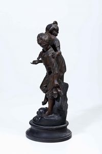 Da modello di Ren Charles Mass (1855-1913). Fonditore del XX secolo Il passaggio del guado  - Asta Scultura XIX-XX secolo - Associazione Nazionale - Case d'Asta italiane