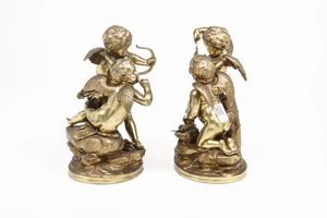 Fonditore del XIX-XX secolo Eroti che giocano  - Asta Scultura XIX-XX secolo - Associazione Nazionale - Case d'Asta italiane