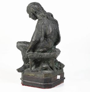Luigi Belli (1848-1919) Figura seduta, 1918  - Asta Scultura XIX-XX secolo - Associazione Nazionale - Case d'Asta italiane