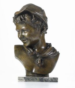 Firmato FEFER , XX secolo Busto di ragazzo  - Asta Scultura XIX-XX secolo - Associazione Nazionale - Case d'Asta italiane