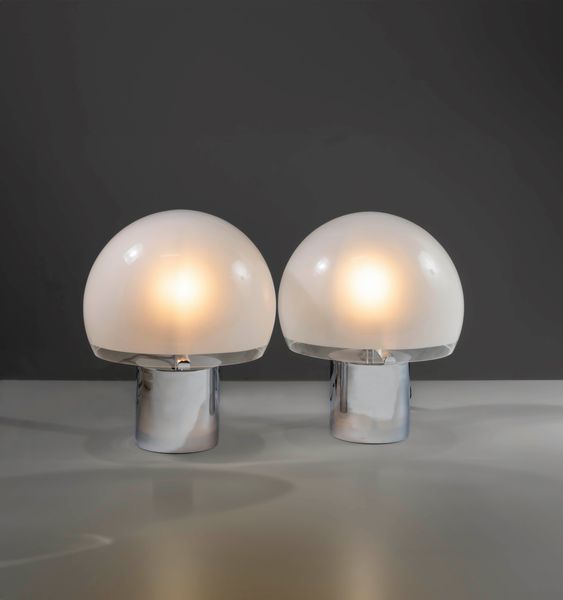 LUIGI CACCIA DOMINIONI : Due lampade da tavolo mod. LTA6 Porcino  - Asta Design 200 - Associazione Nazionale - Case d'Asta italiane