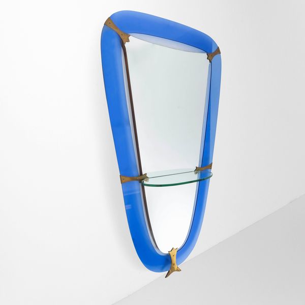 CRISTAL ART : Grande specchiera a parete con mensola  - Asta Design 200 - Associazione Nazionale - Case d'Asta italiane