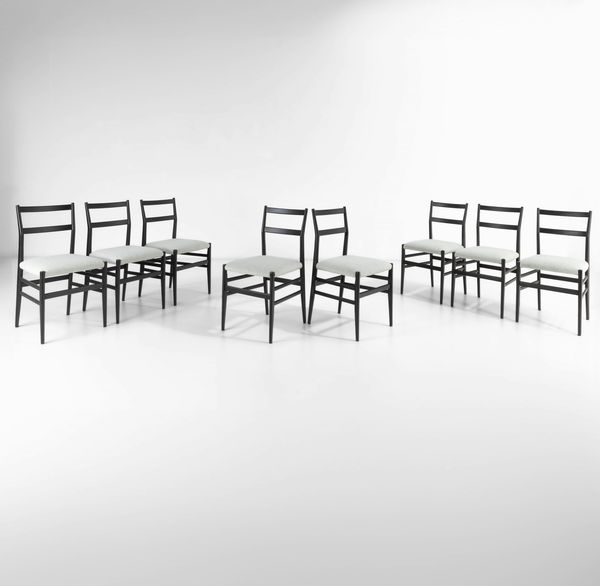 GIO PONTI : Otto sedie  mod. Leggera  - Asta Design 200 - Associazione Nazionale - Case d'Asta italiane