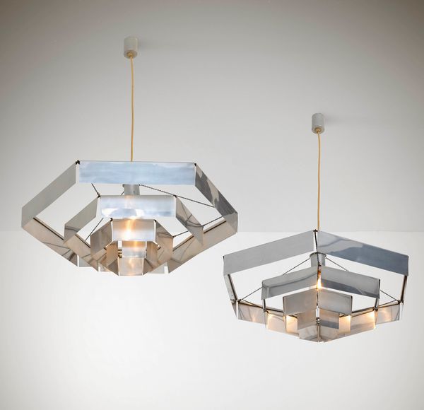 BRUNO MUNARI : Due lampade a sospensione mod. Esagonale  - Asta Design 200 - Associazione Nazionale - Case d'Asta italiane