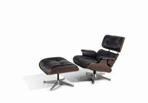 Charles & Ray Eames : Lounge chair 670 con ottomana 671  - Asta Design 200 - Associazione Nazionale - Case d'Asta italiane