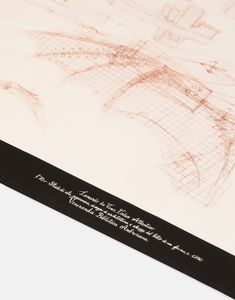Dolce&Gabbana Alta Sartoria : Foulard esemplare unico f. 70 r: Studi di ala meccanica, disegni di architettura e schizzi del letto di un fiume  - Asta Atlantico: Charity Auction - Associazione Nazionale - Case d'Asta italiane