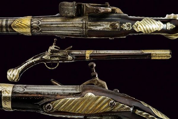 Interessante pistola alla morlacca a pietra focaia  - Asta Rare Armi Antiche e Armature da Tutto il Mondo - Associazione Nazionale - Case d'Asta italiane
