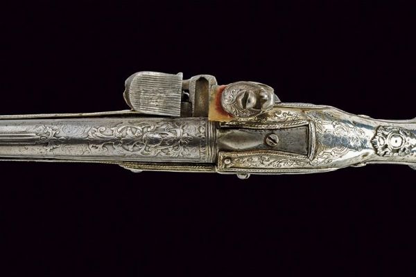 Rara pistola a pietra focaia in argento  - Asta Rare Armi Antiche e Armature da Tutto il Mondo - Associazione Nazionale - Case d'Asta italiane
