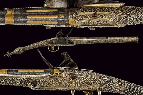 Notevole pistola a pietra focaia in stile Roka in argento  - Asta Rare Armi Antiche e Armature da Tutto il Mondo - Associazione Nazionale - Case d'Asta italiane