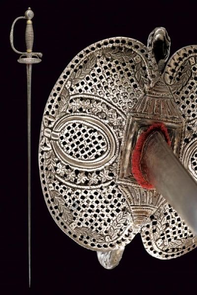 Spadino con impugnatura in argento traforato  - Asta Rare Armi Antiche e Armature da Tutto il Mondo - Associazione Nazionale - Case d'Asta italiane