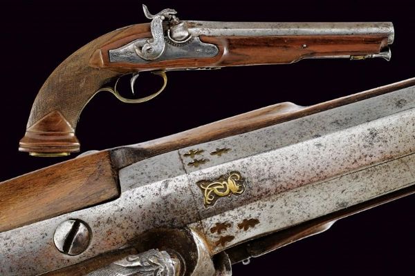 Pistola a luminello da ufficiale  - Asta Rare Armi Antiche e Armature da Tutto il Mondo - Associazione Nazionale - Case d'Asta italiane