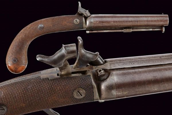 Elegante pistola a luminello a due canne di S. Merolla  - Asta Rare Armi Antiche e Armature da Tutto il Mondo - Associazione Nazionale - Case d'Asta italiane