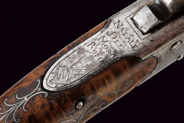 Paio di mazzagatti ridotti a luminello firmati Natale Del Moro  - Asta Rare Armi Antiche e Armature da Tutto il Mondo - Associazione Nazionale - Case d'Asta italiane