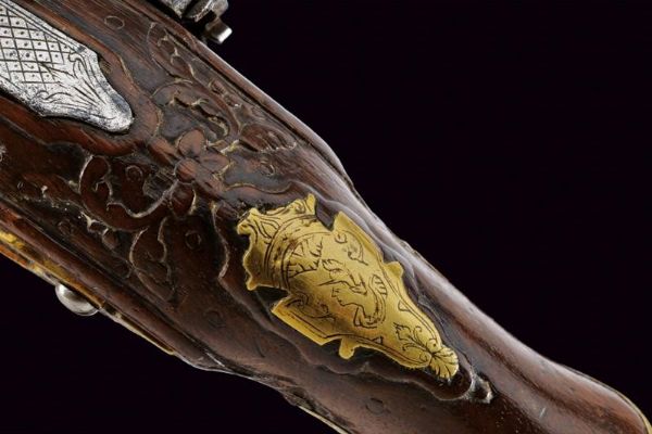 Pistola alla micheletta a pietra focaia  - Asta Rare Armi Antiche e Armature da Tutto il Mondo - Associazione Nazionale - Case d'Asta italiane