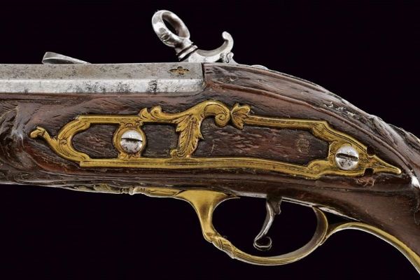 Pistola alla micheletta a pietra focaia  - Asta Rare Armi Antiche e Armature da Tutto il Mondo - Associazione Nazionale - Case d'Asta italiane