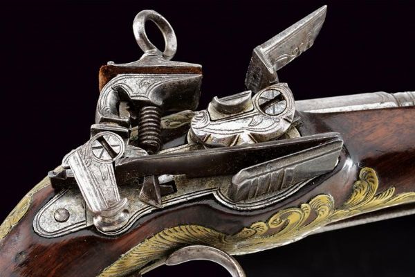 Rara pistola Ripoll alla micheletta a pietra focaia  - Asta Rare Armi Antiche e Armature da Tutto il Mondo - Associazione Nazionale - Case d'Asta italiane