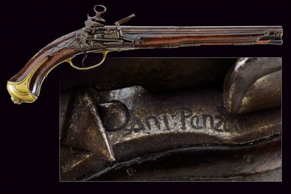 Pistola a pietra focaia alla micheletta a pietra focaia di Visconti e Penza  - Asta Rare Armi Antiche e Armature da Tutto il Mondo - Associazione Nazionale - Case d'Asta italiane