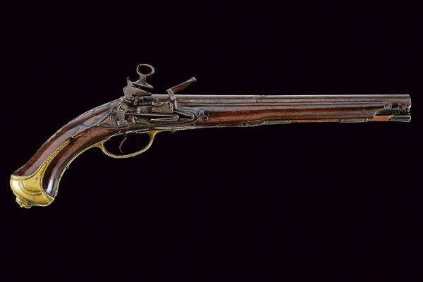 Pistola a pietra focaia alla micheletta a pietra focaia di Visconti e Penza  - Asta Rare Armi Antiche e Armature da Tutto il Mondo - Associazione Nazionale - Case d'Asta italiane