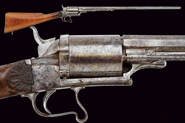 Raro fucile revolver a percussione centrale firmato F. De Luca  - Asta Rare Armi Antiche e Armature da Tutto il Mondo - Associazione Nazionale - Case d'Asta italiane