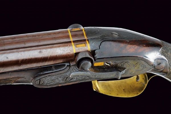 Rarissima doppietta a luminello a cani laterali di  B. Igniesti  - Asta Rare Armi Antiche e Armature da Tutto il Mondo - Associazione Nazionale - Case d'Asta italiane