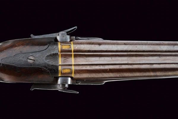 Rarissima doppietta a luminello a cani laterali di  B. Igniesti  - Asta Rare Armi Antiche e Armature da Tutto il Mondo - Associazione Nazionale - Case d'Asta italiane