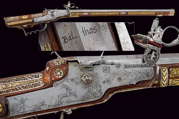 Bel fucile a ruota di Balthasar Rentsch  - Asta Rare Armi Antiche e Armature da Tutto il Mondo - Associazione Nazionale - Case d'Asta italiane