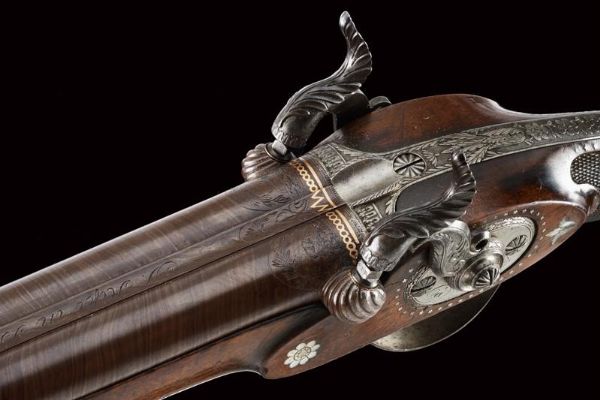 Bellissima e rara doppietta a luminello di Johannes Hofer  - Asta Rare Armi Antiche e Armature da Tutto il Mondo - Associazione Nazionale - Case d'Asta italiane