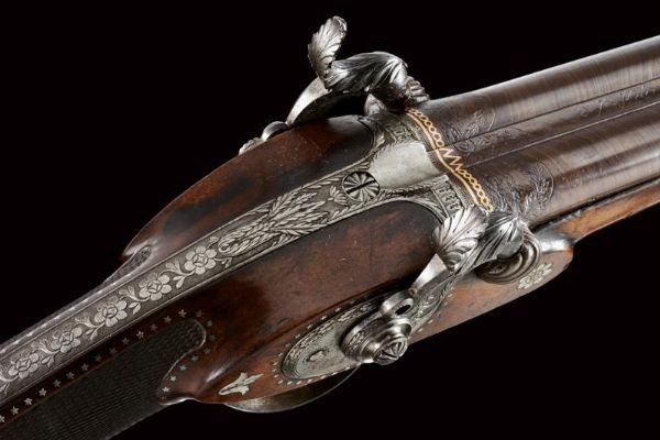 Bellissima e rara doppietta a luminello di Johannes Hofer  - Asta Rare Armi Antiche e Armature da Tutto il Mondo - Associazione Nazionale - Case d'Asta italiane