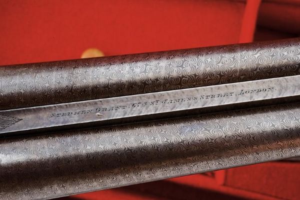 Fine doppietta a retrocarica di Stephen Grant, in cassetta  - Asta Rare Armi Antiche e Armature da Tutto il Mondo - Associazione Nazionale - Case d'Asta italiane