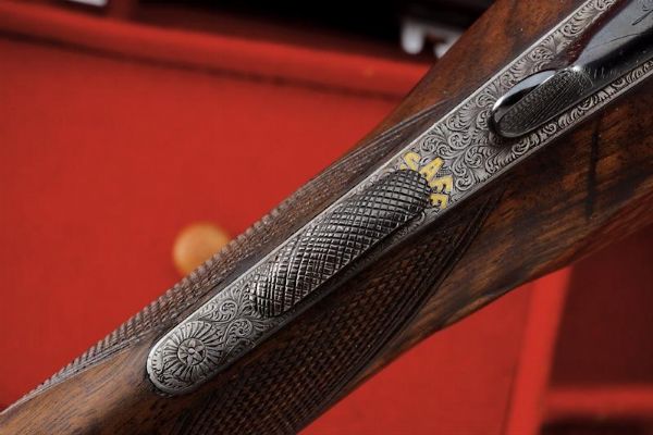 Fine doppietta a retrocarica di Stephen Grant, in cassetta  - Asta Rare Armi Antiche e Armature da Tutto il Mondo - Associazione Nazionale - Case d'Asta italiane