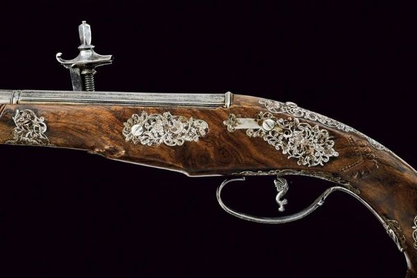 Fine pistola a ruota attribuita a Giovan Antonio Gavacciolo  - Asta Rare Armi Antiche e Armature da Tutto il Mondo - Associazione Nazionale - Case d'Asta italiane